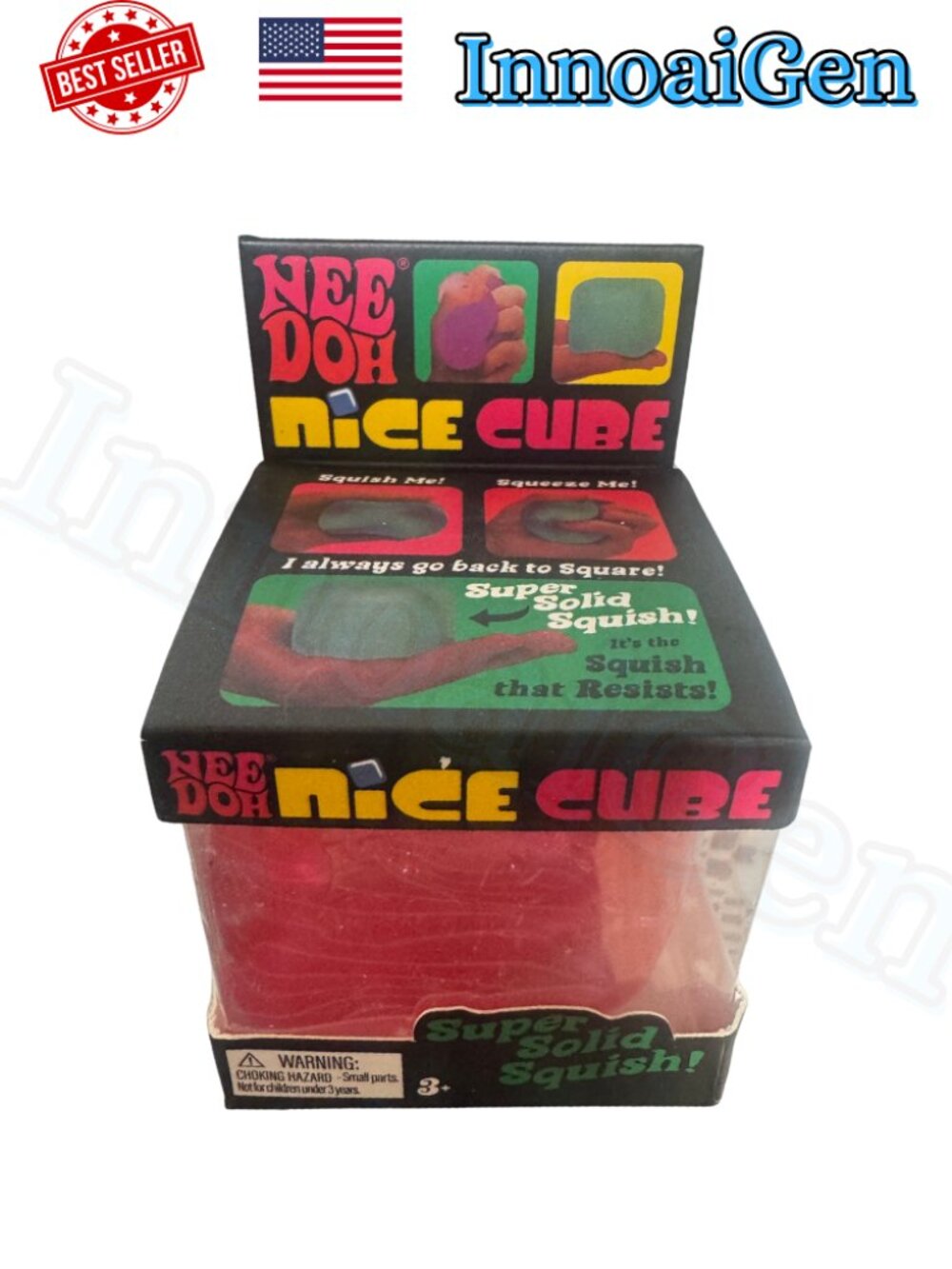 Schylling NeeDoh Nice Cube Pink Super Solid Squish Fidget Toy Collectible NIB